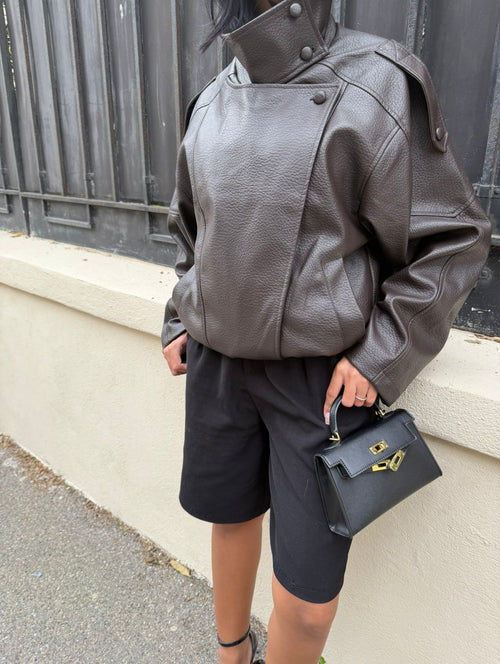 Blouson simili cuir Marron