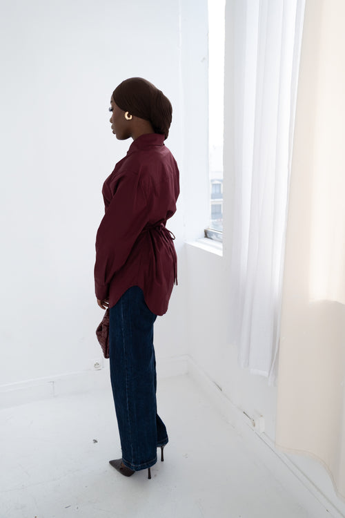 Chemise épaulettes bordeaux