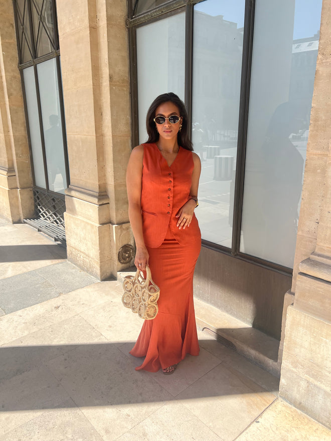 Ensemble jupe longue terra cotta