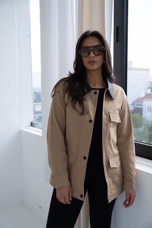 Veste avec col similicuir