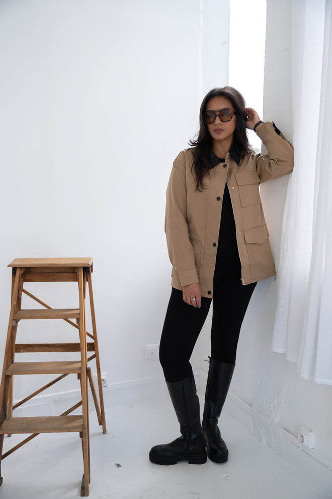 Veste avec col similicuir