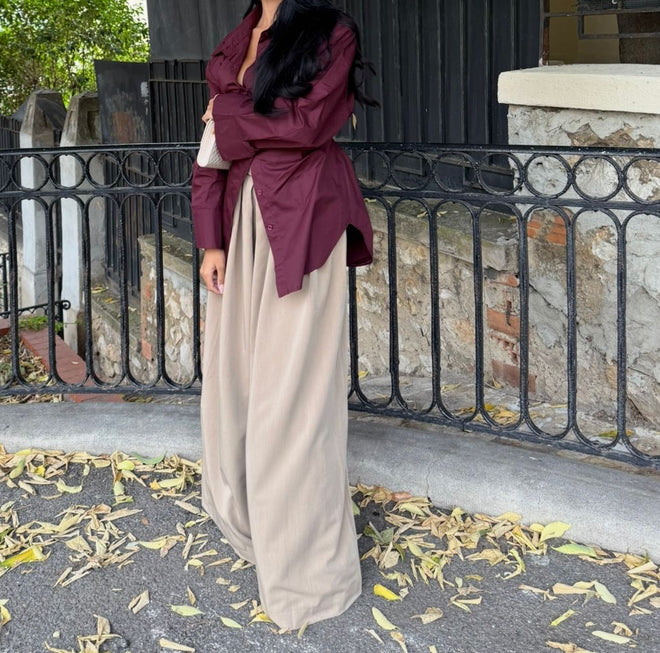 Pantalon palazzo crème