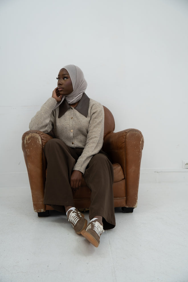 Gilet col similicuir