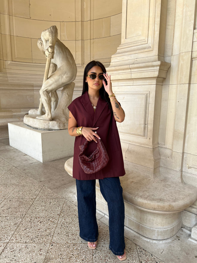 Blazer sans manche bordeaux