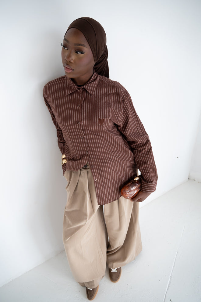 Chemise marron rayures