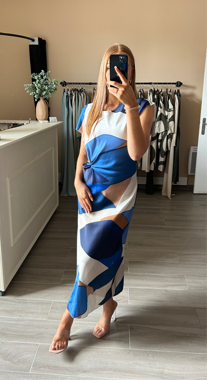 Robe satinée Bleu