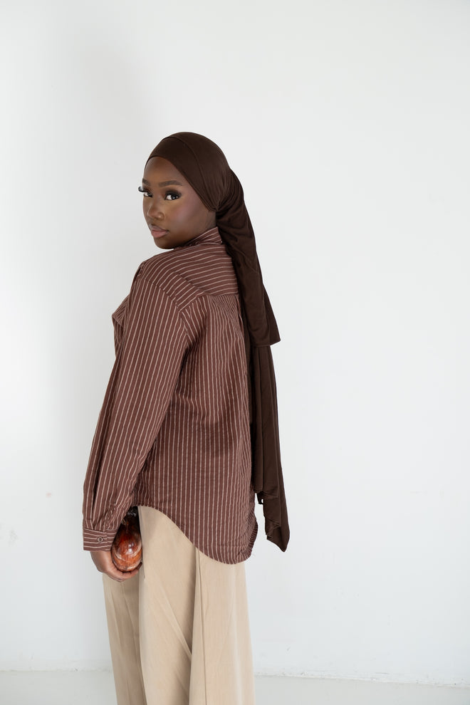 Chemise marron rayures